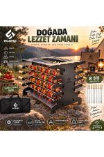 E-Camp Katlanabilir Şiş Mangal – 8 Adet Şiş Hediye ve Taşıma Çantası Dahil - Görsel 2