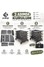 E-Camp Katlanabilir Şiş Mangal – 8 Adet Şiş Hediye ve Taşıma Çantası Dahil - Görsel 4