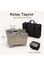 E-Camp 2’si 1 Arada Katlanabilir Ateş Çukuru ve Mangal – 41 x 41 cm | 25 cm Yükseklik | Taşıma Çantalı - Görsel 3