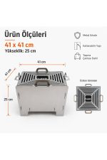 E-Camp 2’si 1 Arada Katlanabilir Ateş Çukuru ve Mangal – 41 x 41 cm | 25 cm Yükseklik | Taşıma Çantalı - Görsel 6