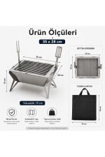 E-Camp Katlanabilir Mangal – 35 x 28 cm | 19 cm Yükseklik | Çanta, Metal Çatal ve Metal Spatula Dahil - Görsel 3