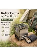 E-Camp Katlanabilir Kamp Ocağı – 11 x 11 x 16 cm | Kompakt ve Taşınabilir - Görsel 2