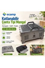E-Camp Katlanabilir Çanta Tipi Mangal – 34 x 34 cm | 16 cm Yükseklik | Taşıma Çantalı - Görsel 2