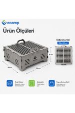 E-Camp Katlanabilir Çanta Tipi Mangal – 34 x 34 cm | 16 cm Yükseklik | Taşıma Çantalı - Görsel 3